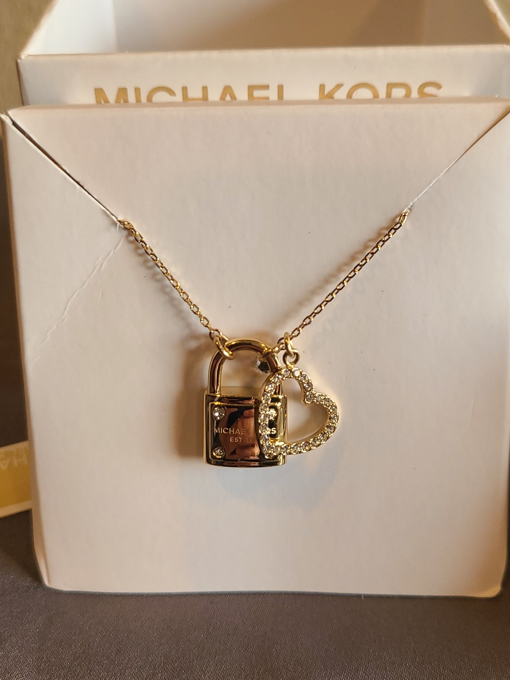 Michael Kors Gold Heart & Padlock Charm Necklace and Bangle Set - Picture 4 of 7